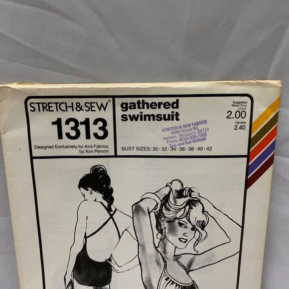 1979 Stretch and Sew Gathered Swimsuits Design Patterns by Ann Person - Picture 3 of 8